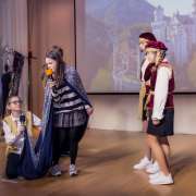 The play "The Kingdom of Crooked Mirrors" was presented by 6th grade students on the stage of the International Linguistic School 